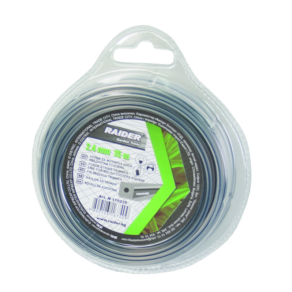RAIDER Fir pentru motocoasa profil patrat 2.00mm х 15m Construit din material durabil ce ii confera elasticitate o perioada lunga de timp