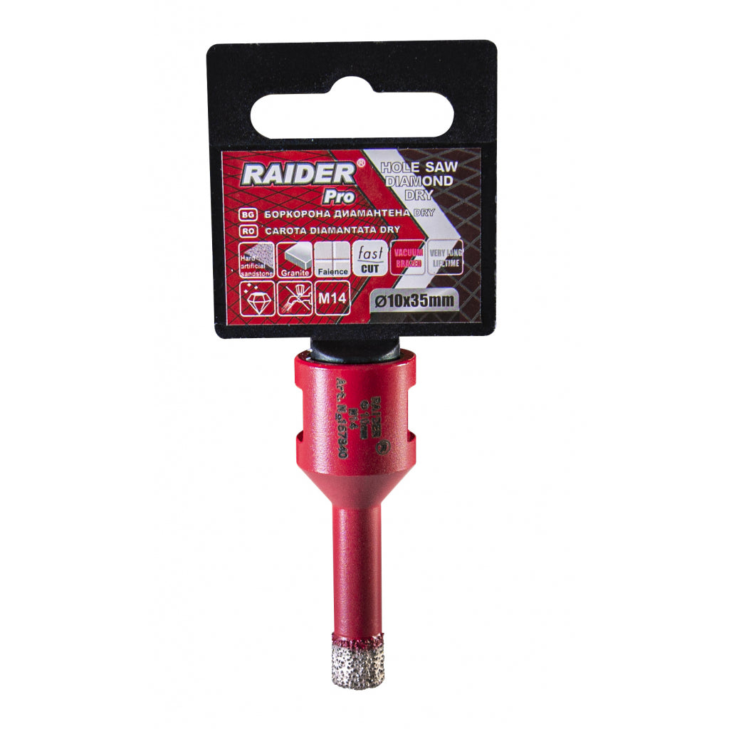 RAIDER Freza diamantata pentru frezare uscata M14 x 10 mm Utilizare indelungata Taiere extrem de rapida Taiere fara apa Carotele de gaurire sunt proiectate sa fie montate pe poli