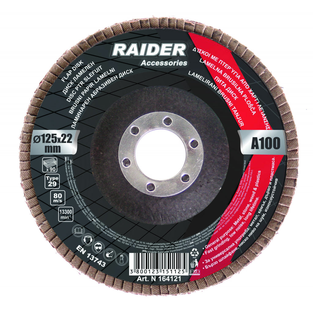 RAIDER Disc ptr slefuit 125mm A-150 Pentru uz universal Polizare rapida, zgomot redus Rezistenta marita la uzura