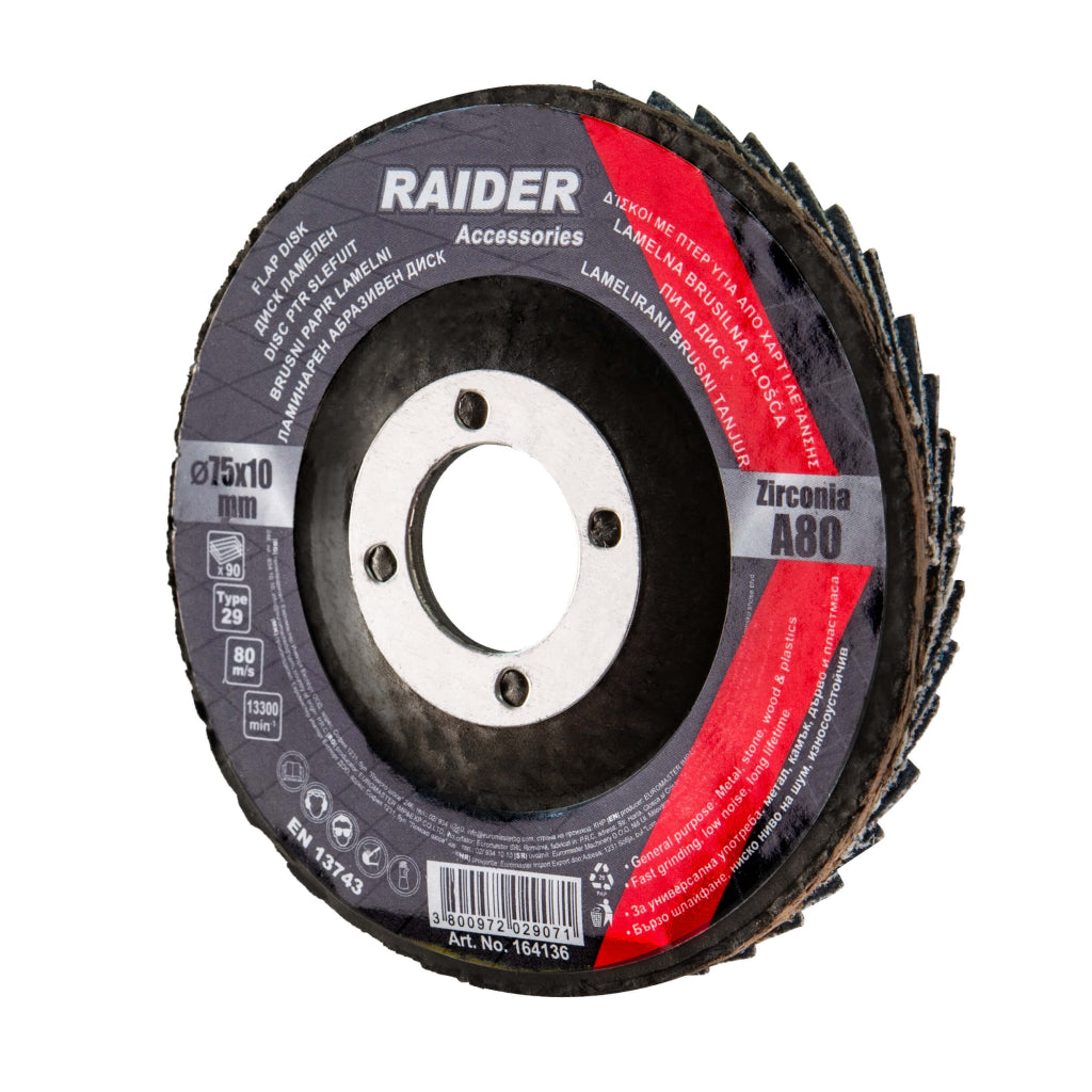 RAIDER Disc abraziv 75x10mm Zircon A-80 Extrem de potrivit pentru prelucrarea oțelului inoxidabil - inox și materiale dure, datorită rezistenței mecanice ridica