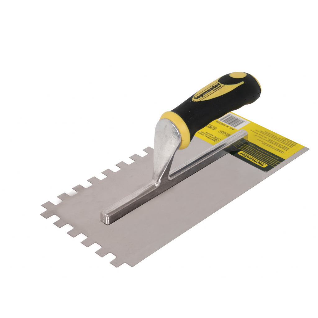 TOP MASTER PRO Gletiera maner plastic 280x120mm cu dinti TMP Pentru gletuire si tencuire ipsos si adezivi Material:otel inoxidabil cu dinti