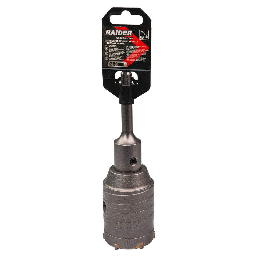 RAIDER Carota gaurire beton cu tija si burghiu 50mm SDS-plus Precizie și Control: Datorită ghidajului și construcției fiabile, carota pentru beton garantează stabilitate și precizie