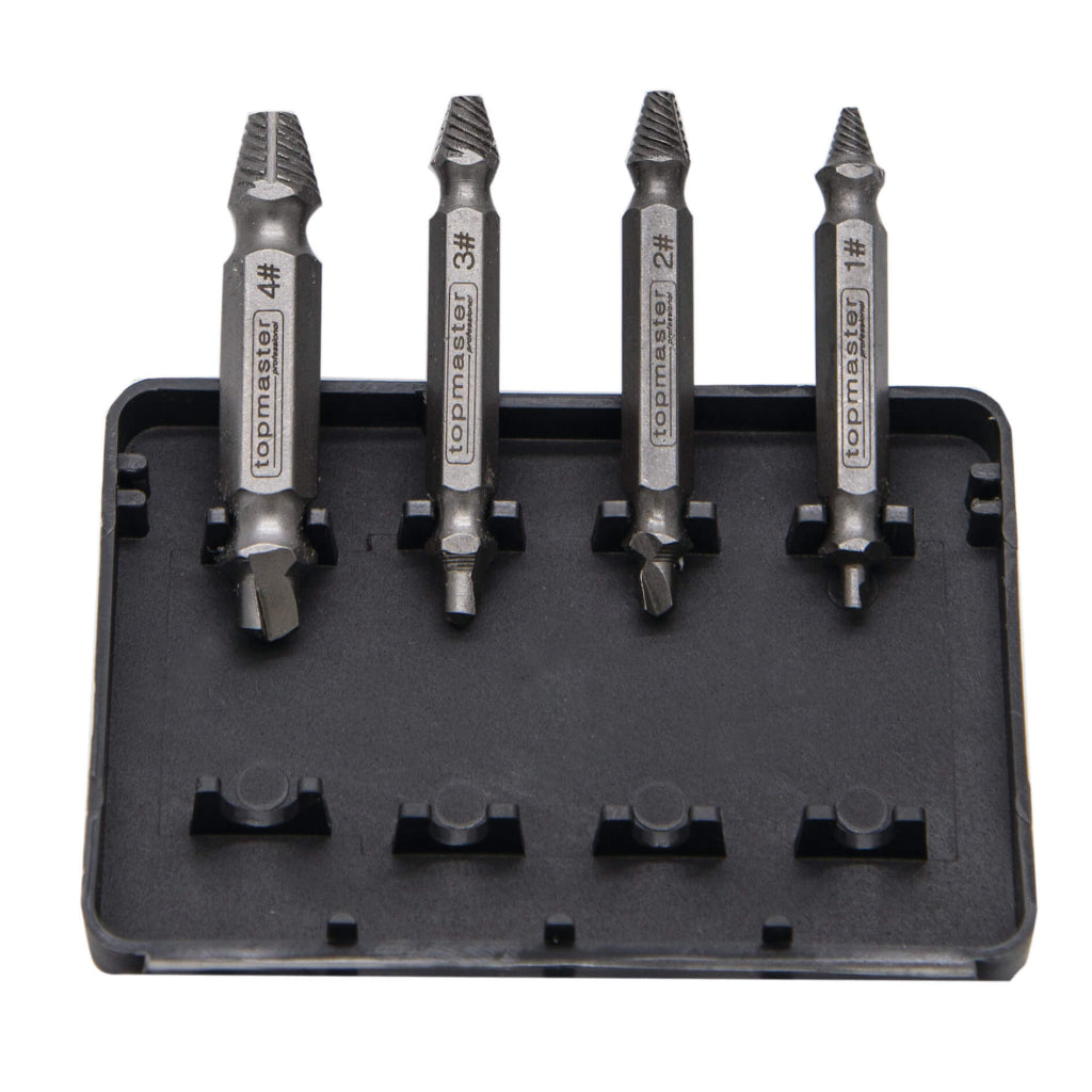 TOP MASTER PRO Set 4 extractoare suruburi TMP Material:otel crom molibden Cutie de depozitare