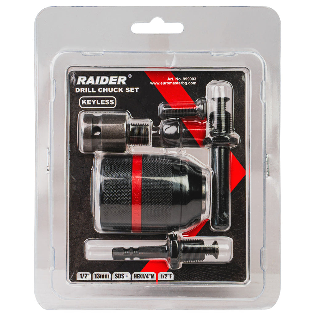 RAIDER Mandrina rapida metal 1/2"13mm SDS+HEX1/4"M patrat /2"F