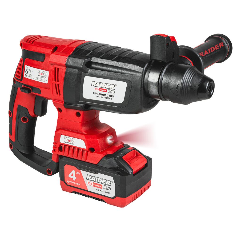Ciocan rotopercutor Raider RDP-BRH20 030202, kit 20 V, 4 Ah