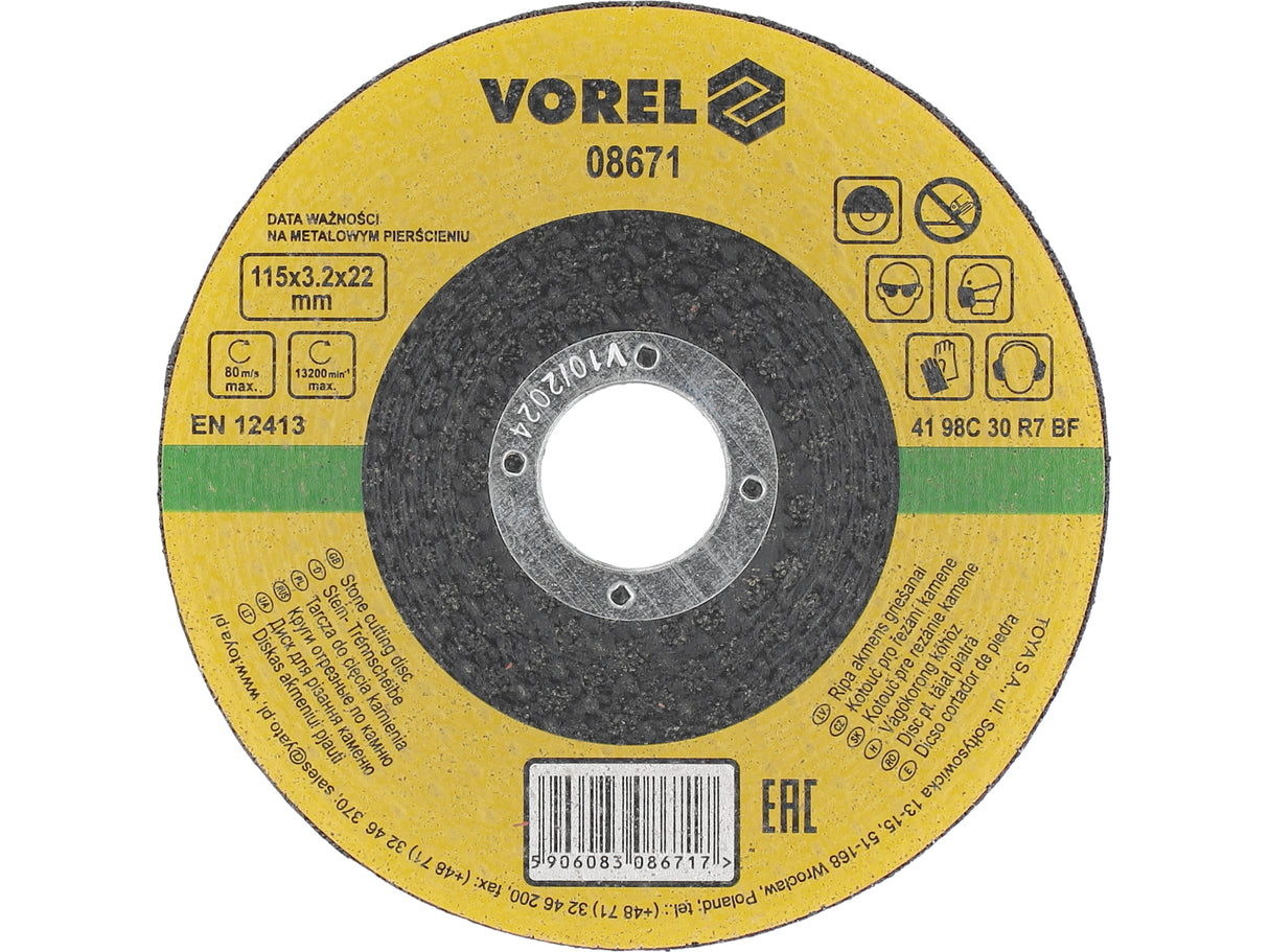 DISC TAIAT PIATRA VOREL 08671 115X3,2X22MM DISC TAIAT PIATRA 115X3,2X22 MM