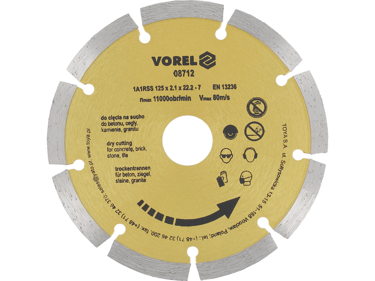 DISC DIAMANTAT CU VOREL 08712 SEGMENTE 125MM DISC DIAMANTAT CU SEGMENTE 125 MM