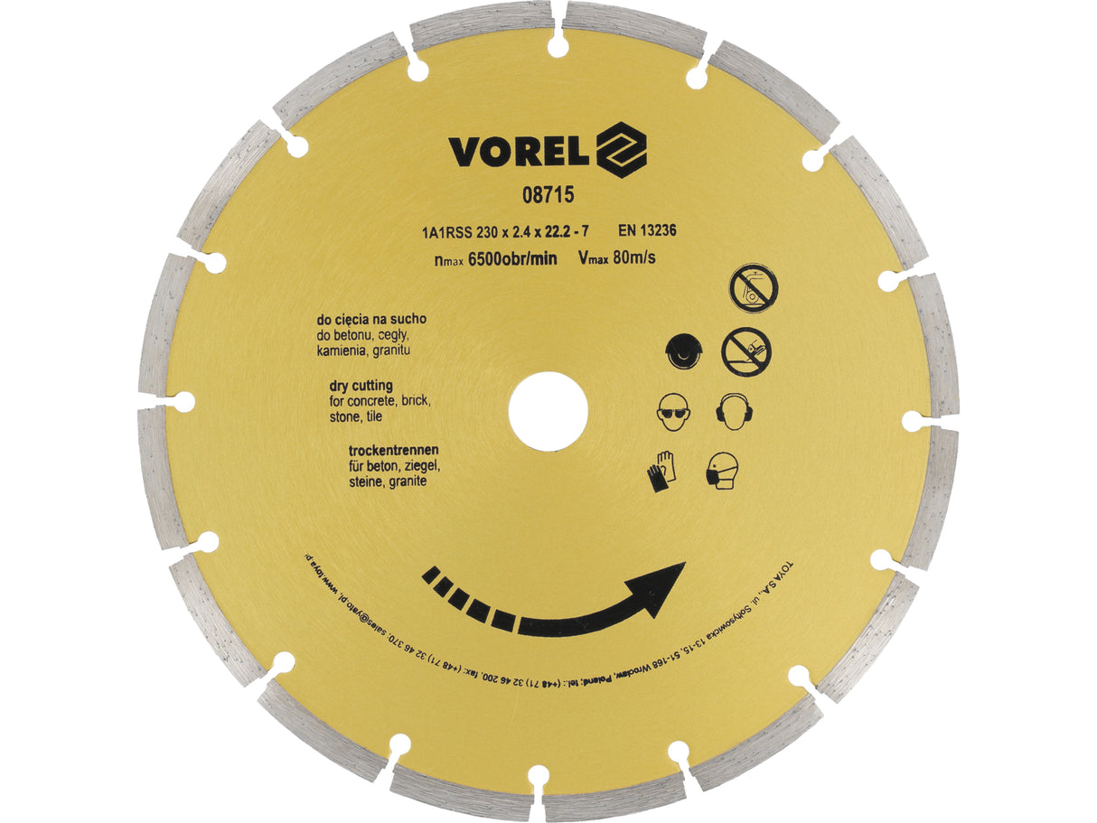 DISC DIAMANTAT CU VOREL 08715 SEGMENTE 230MM
