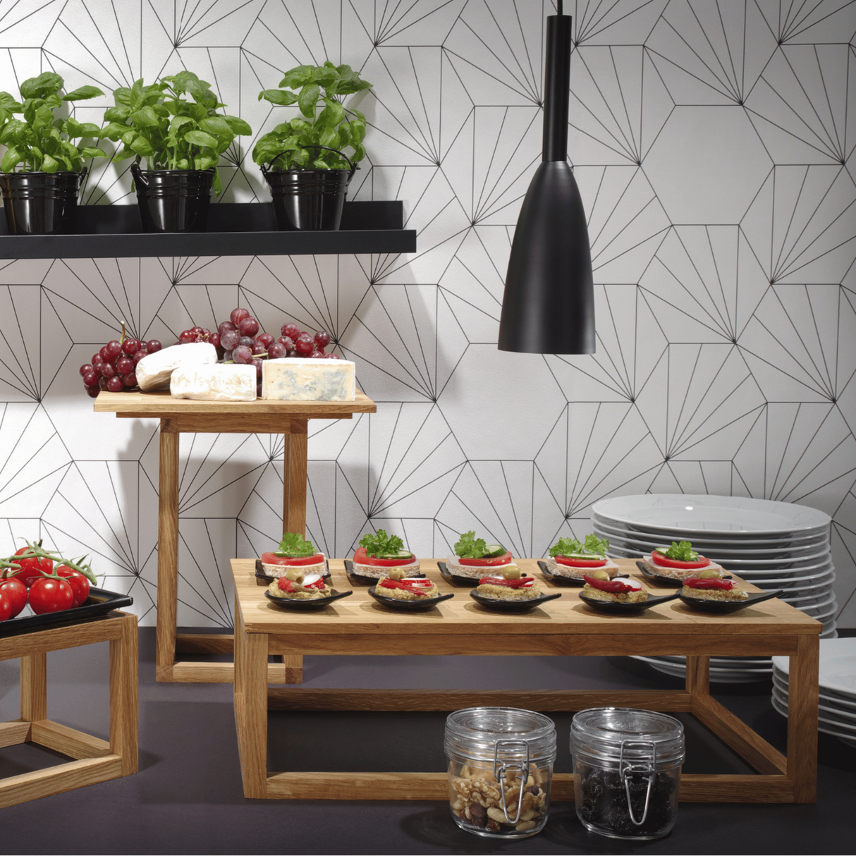 Vas de sticla neagra cu picatura de ploaie Vetro fingerfood, 80x100mm Fine Dine