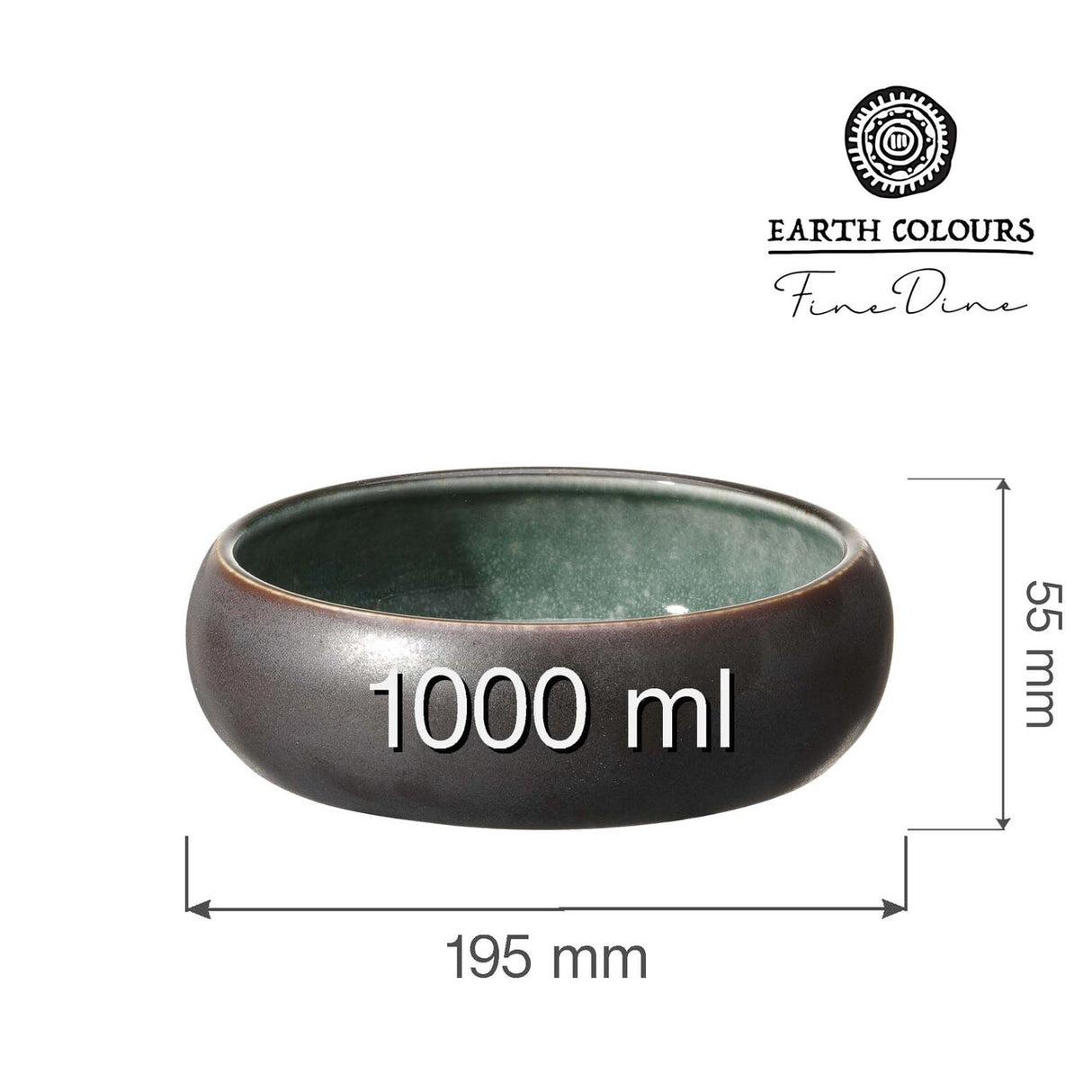 Bol Goro Brown Green 195mm, 1000ml, Fine Dine