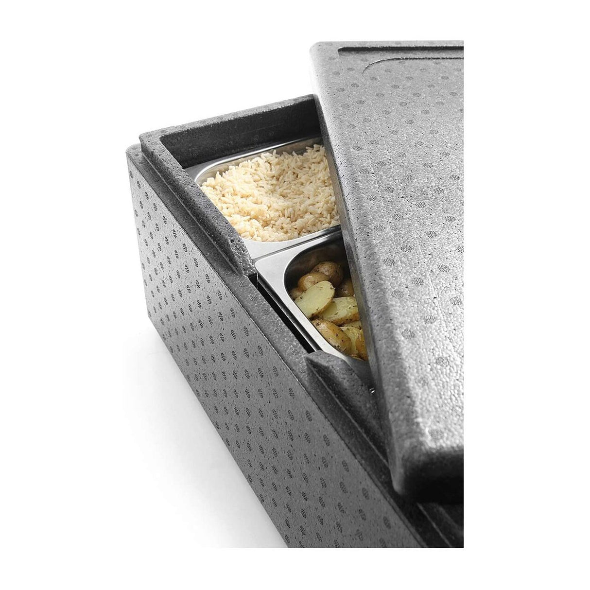 Cutie termoizolanta pentru transport, 21 lt, interior 350x350x(H)175 mm, exterior 410x410x(H)240 mm, Hendi Kitchen Line, spuma polipropilenica