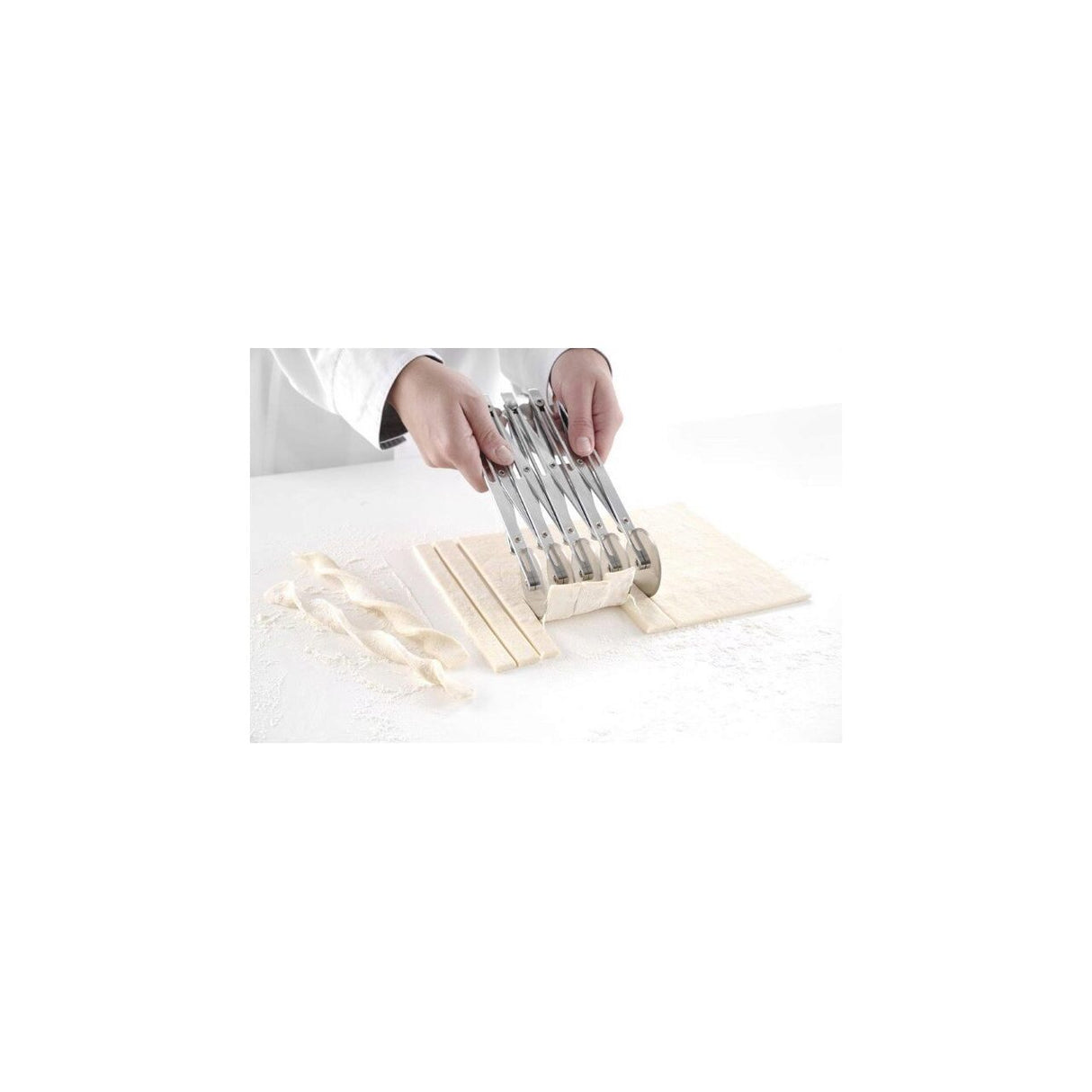 Taietor pentru aluat din otel inoxidabil cu 7 role, 222x80x(h)55 mm