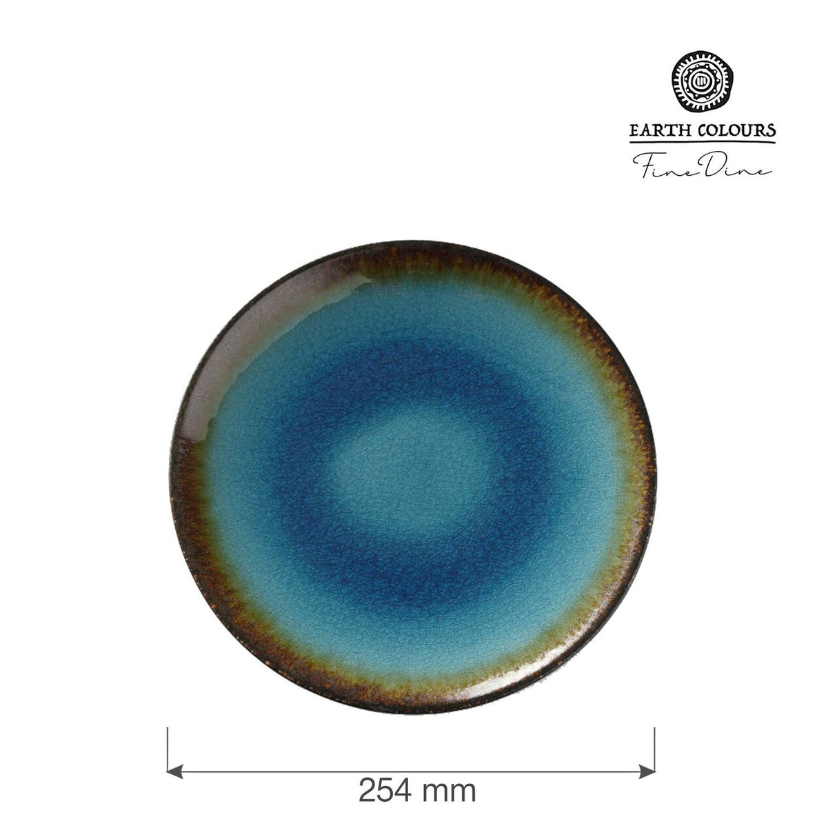 Farfurie Fine Dine, colectia Lazur, diametru 254 mm, portelan decorat manual