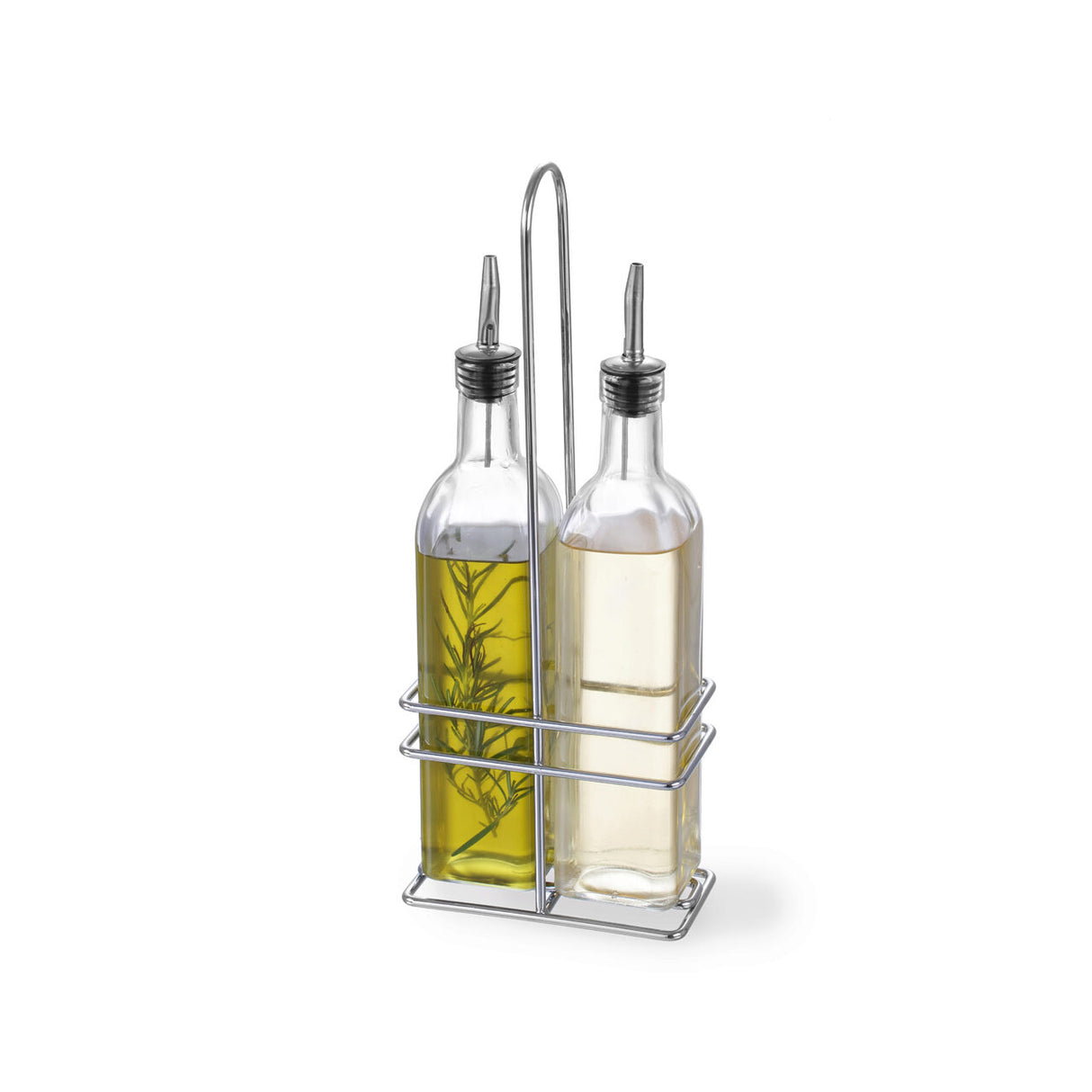 Oliviera cu 2 sticle ulei/otet in suport si cu picurator, 230 ml, 115x60x(H)325 mm, Hendi