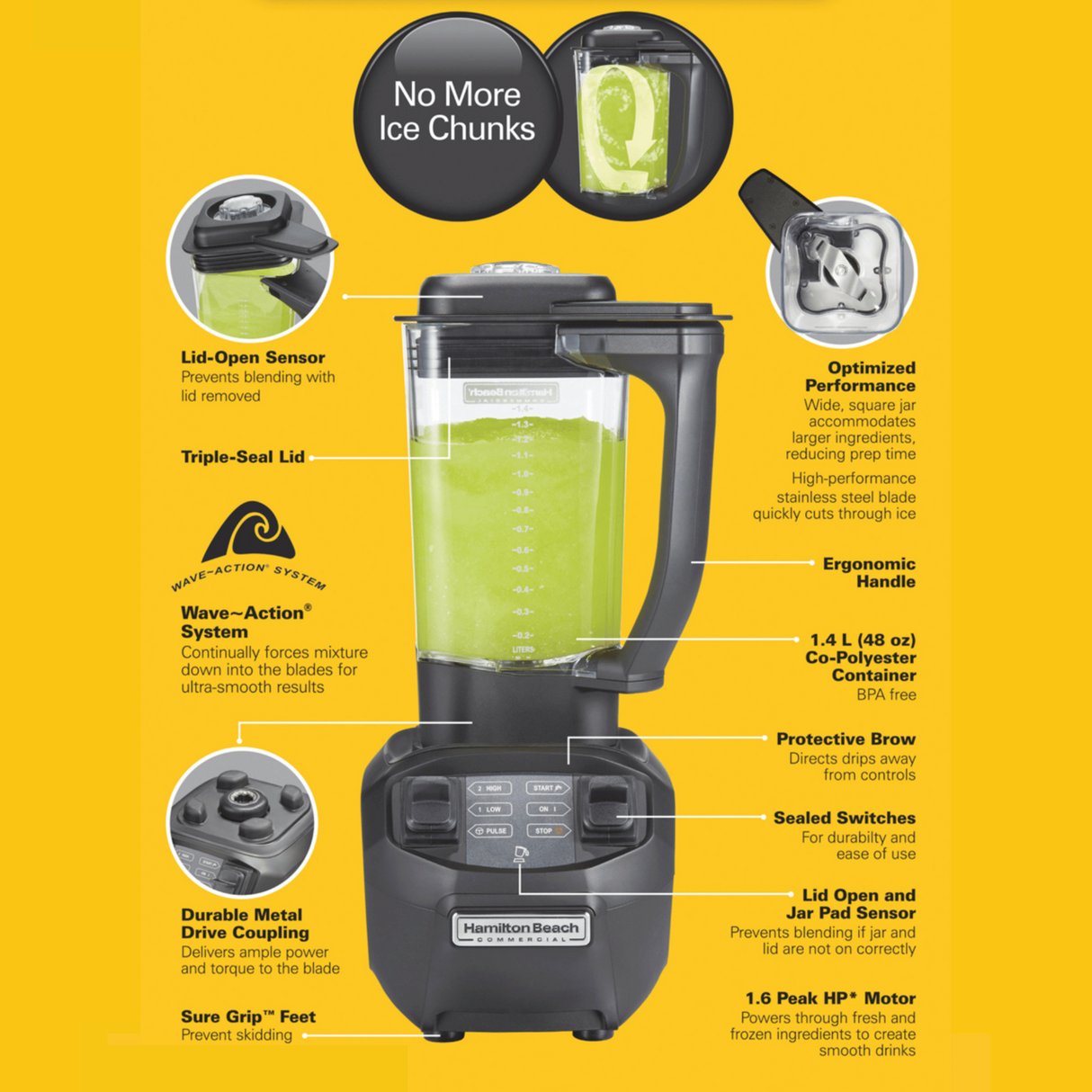 Blender barman Rio® HBB 255-CE de 1,4 litri, Hamilton Beach Commercial