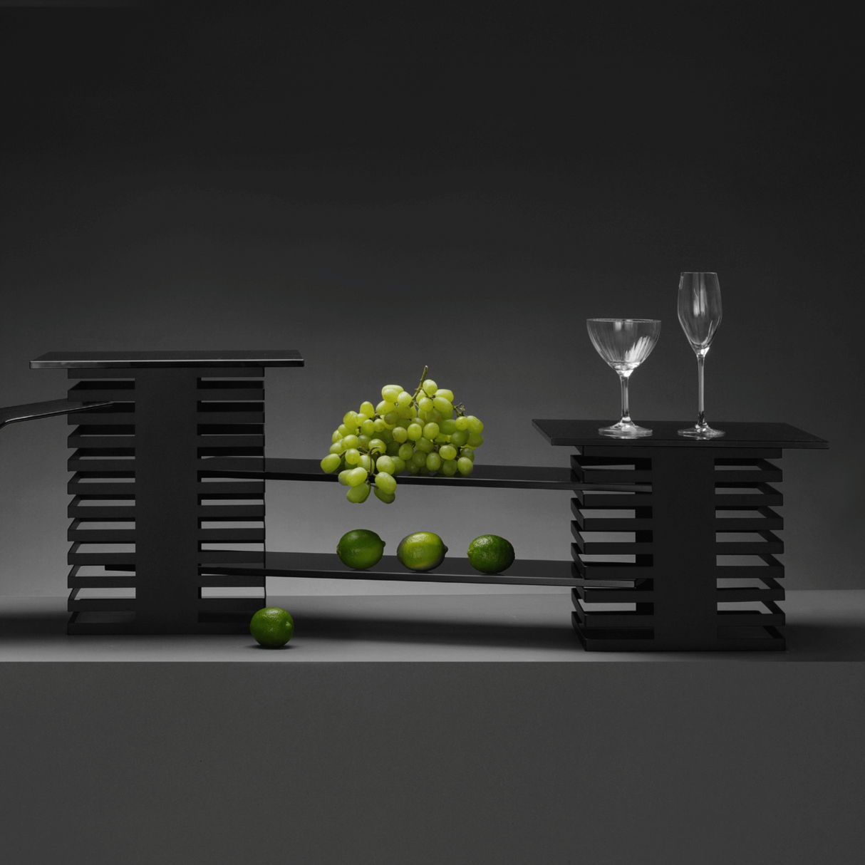 Coloana bufet Skiatos, 12 nivele, Fine Dine, Negru 250x250x350 mm