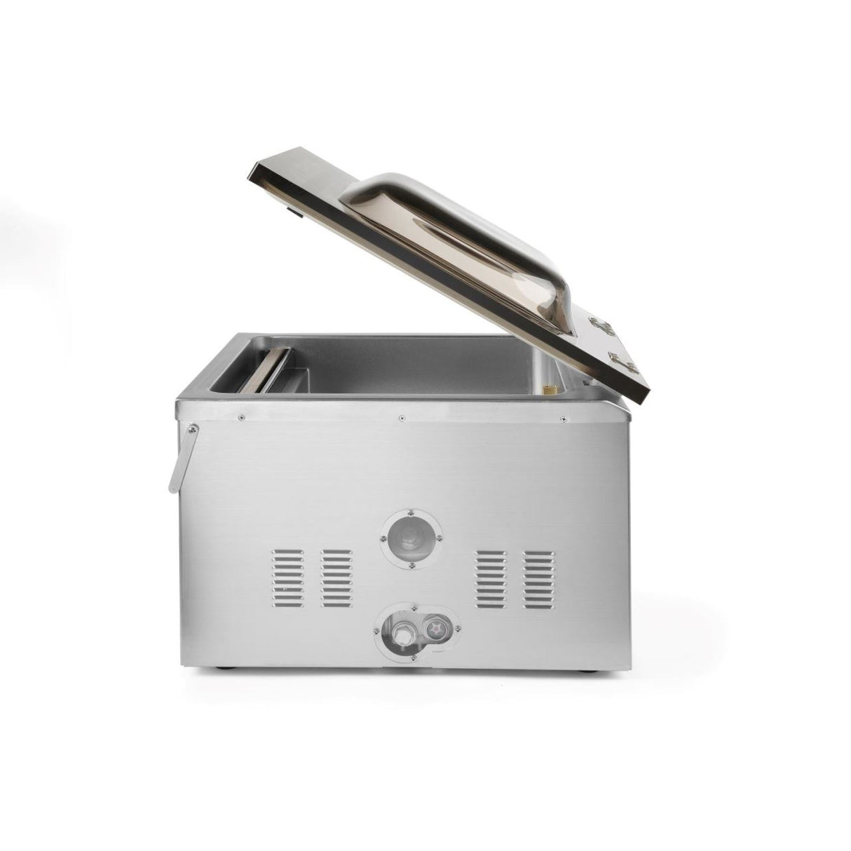 Aparat profesional de vidat cu camera 1000 W, banda sigilare 410 mm, latime 3 mm, timp si ciclu de sigilare ajustabile, Inox, display digital, Hendi Profi Line, 505x567x(h)465 mm
