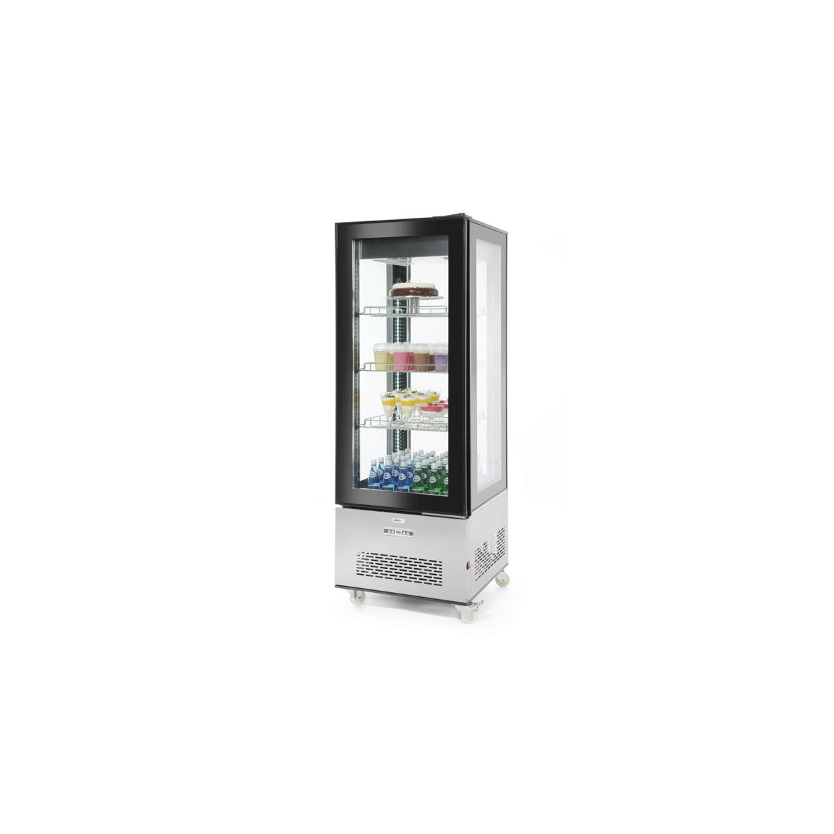 Vitrina frigorifica de prezentare interval temp. 2?/6?C, 500 W, corp inox, ARKTIC by Hendi, 850x650x(H)1908 mm, Clasa energetica C
