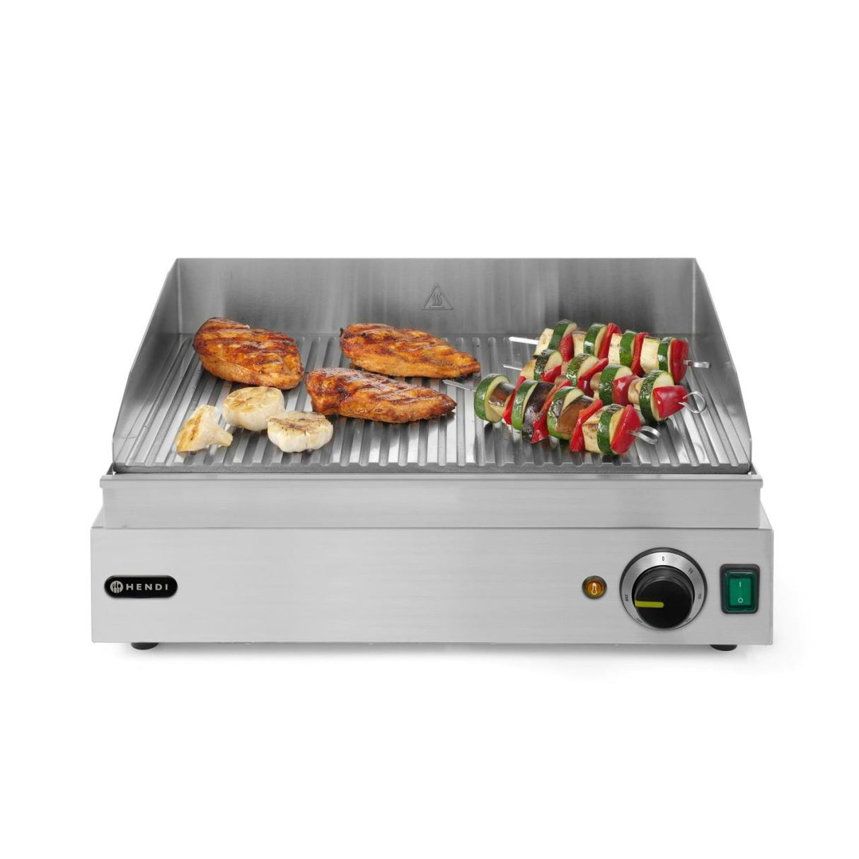 Gratar electric HENDI Profi Line suprafata integrala striata, 550x380x(H)240 mm, inox, potrivit si pentru uz profesional