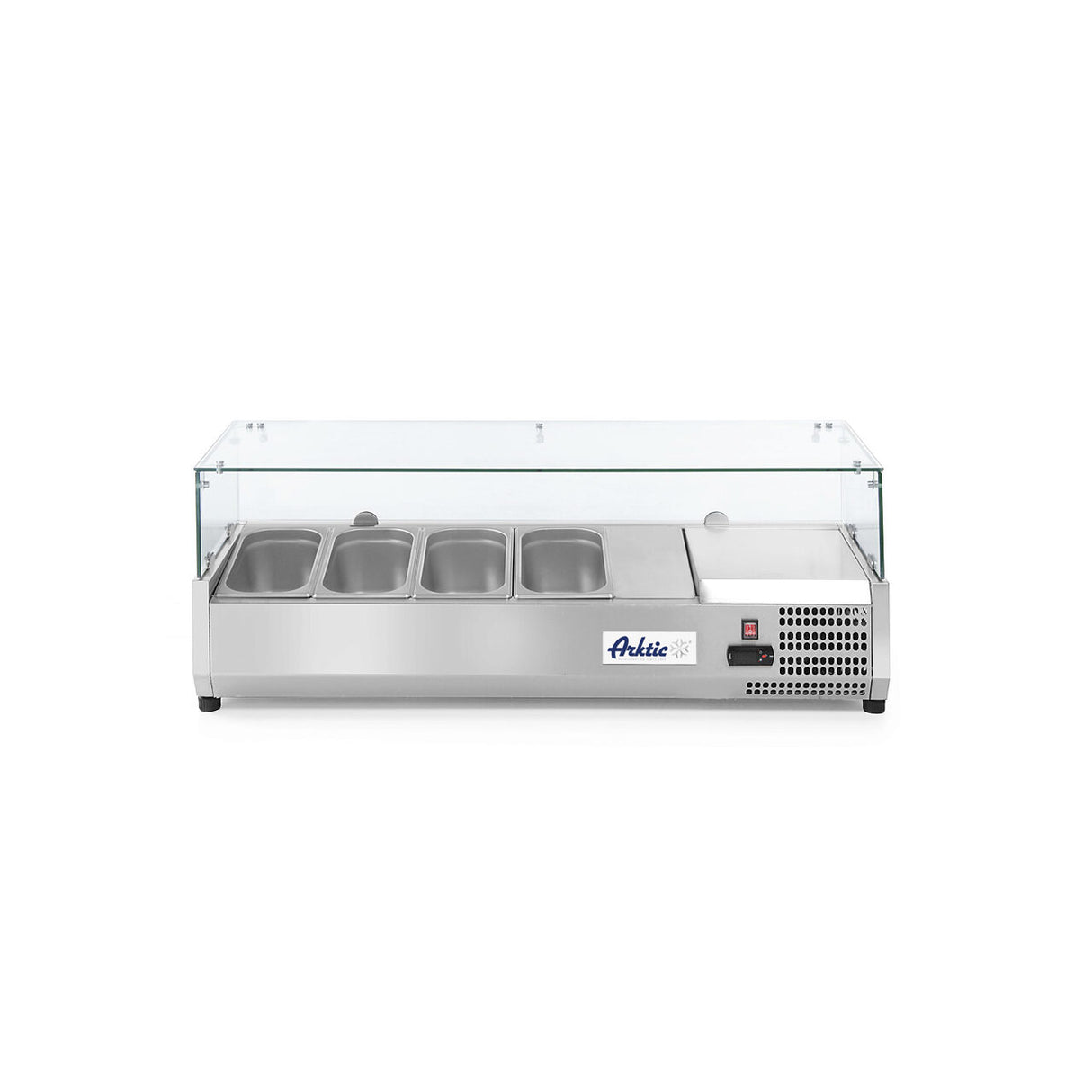Vitrina prezentare Hendi, interval temp. -2/8?C, 180W, corp inox, ARKTIC by Hendi, 1205x395x(H)430, 4 vase GN 1/3