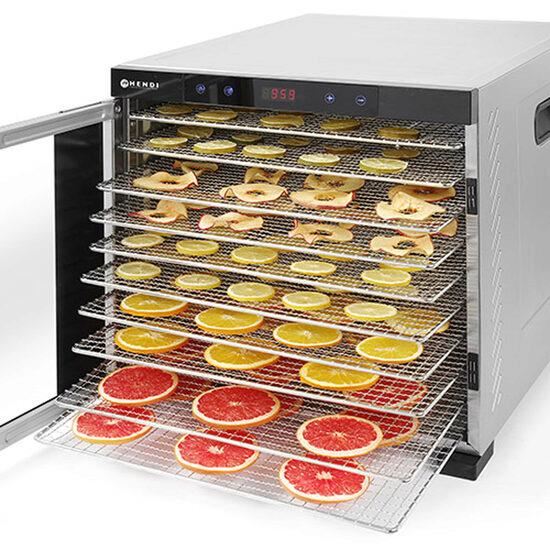 Deshidrator alimente Hendi Profi Line, 1000 W, 10 tavi, Temperatura reglabila 35-75?C, Gri