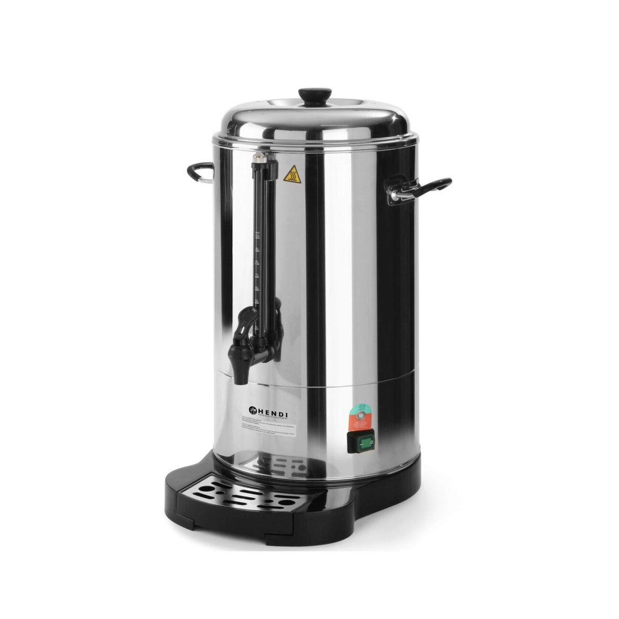 Percolator pentru bauturi calde cu pereti dubli Hendi, 1500 W, 15 L, Robinet anti-picurare, Indicator decalcifiere, Argintiu