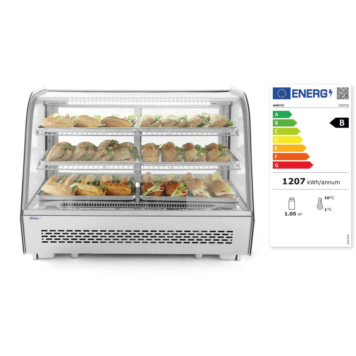 Vitrina rece de prezentare, 160 lt, interval temperatura 2-6 gr C, 160 W, ARKTIC by Hendi, 850x568x(H)686 mm, Clasa energetica B
