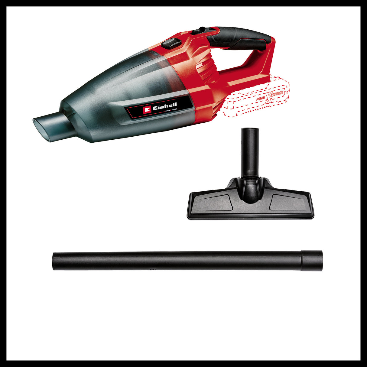 Aspirator portabil pe acumulator Einhell TE-VC 18 Li-Solo PXC (litiu-ion, recipient de praf de 540 ml, 3 duze, extensie, suport de perete, furnizat fara acumulator sau incarcator
