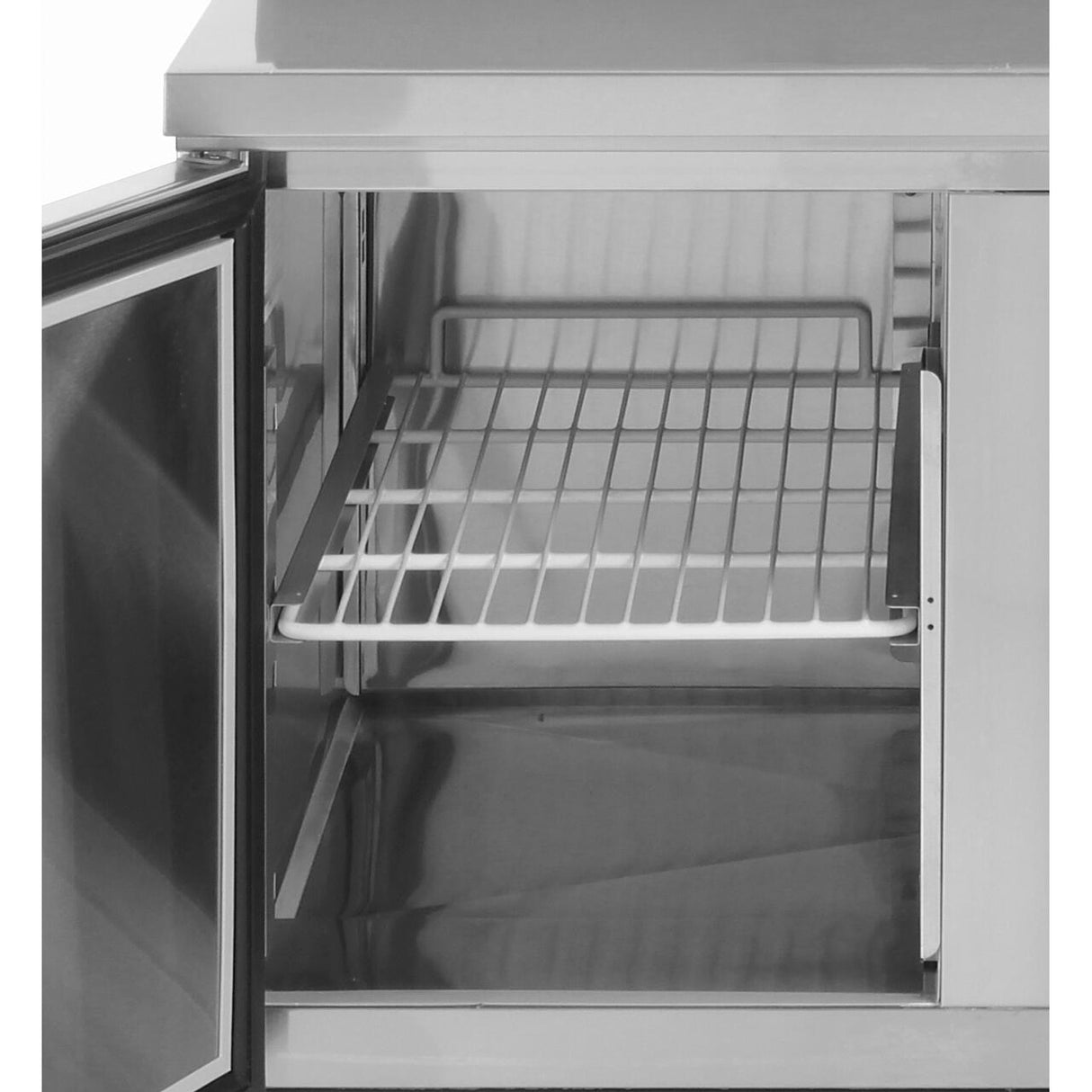 Masa rece cu 2 usi cu suprastructura si blat de lucru din granit, Arktic 900x700x(H)1070 mm