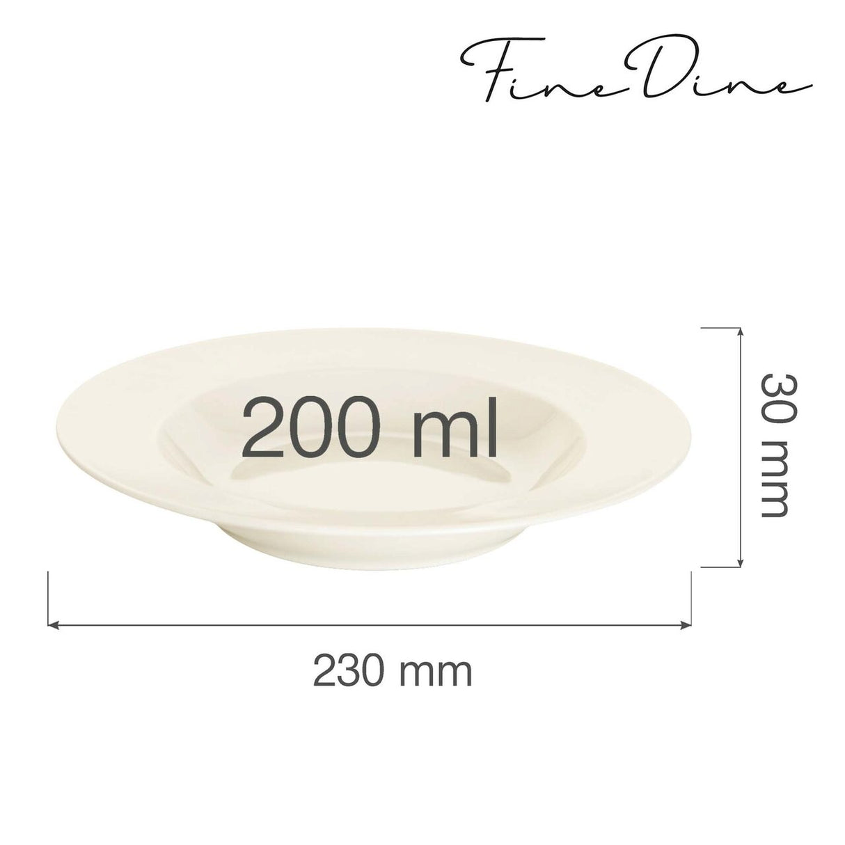 Farfurie adanca Fine Dine , Crema, 230 mm