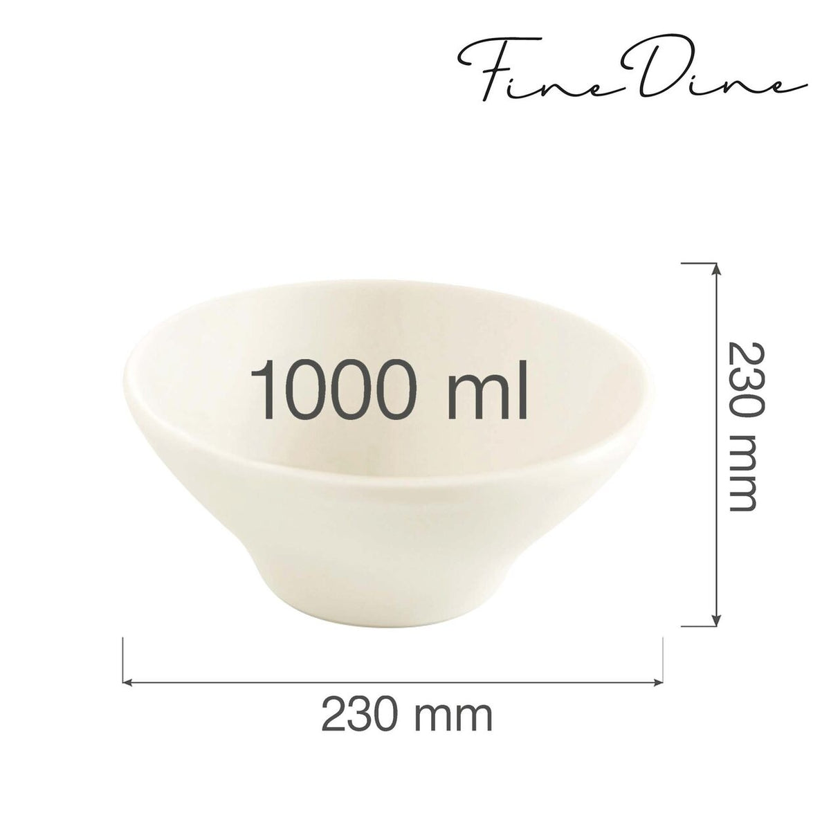 Bol conic Fine Dine, Crema 1000 ml, 190x75 mm