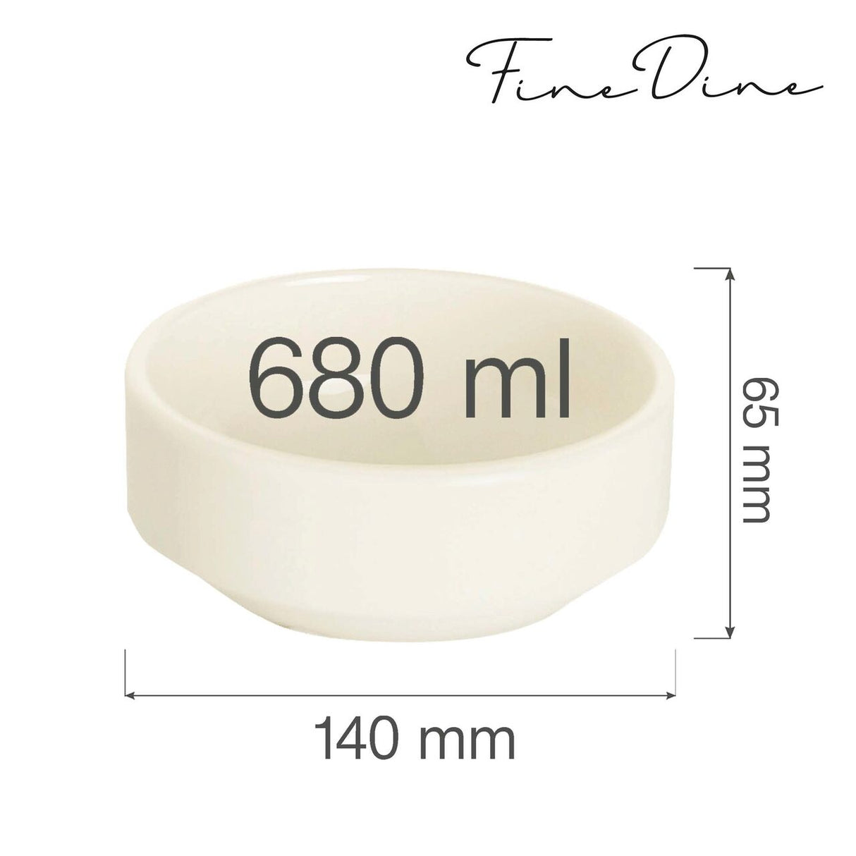 Bol stivuibil Fine Dine, Crema 660 ml, 140 mm