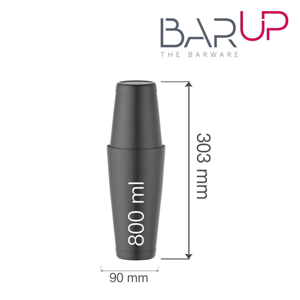 Shaker Tin-on-Tin Boston, negru, Bar up, 0,8L, ø90x(H)303mm