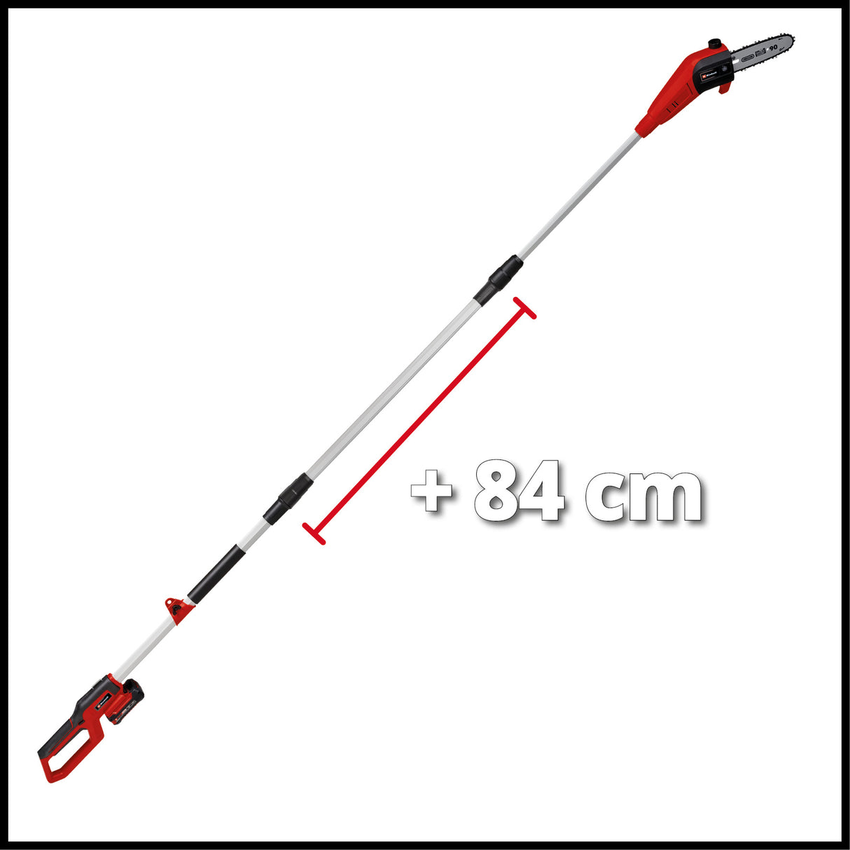 Fierastrau electric telescopic pentru crengi cu acumulator Einhell GC-LC 18/20 Li T-Solo Power X-Change (Li-ion, 18 V, sina de ghidare de 20 cm, cap motor inclinat la 30°, tija extensibila, transmisie metalica, fara acumulator sau incarcator
