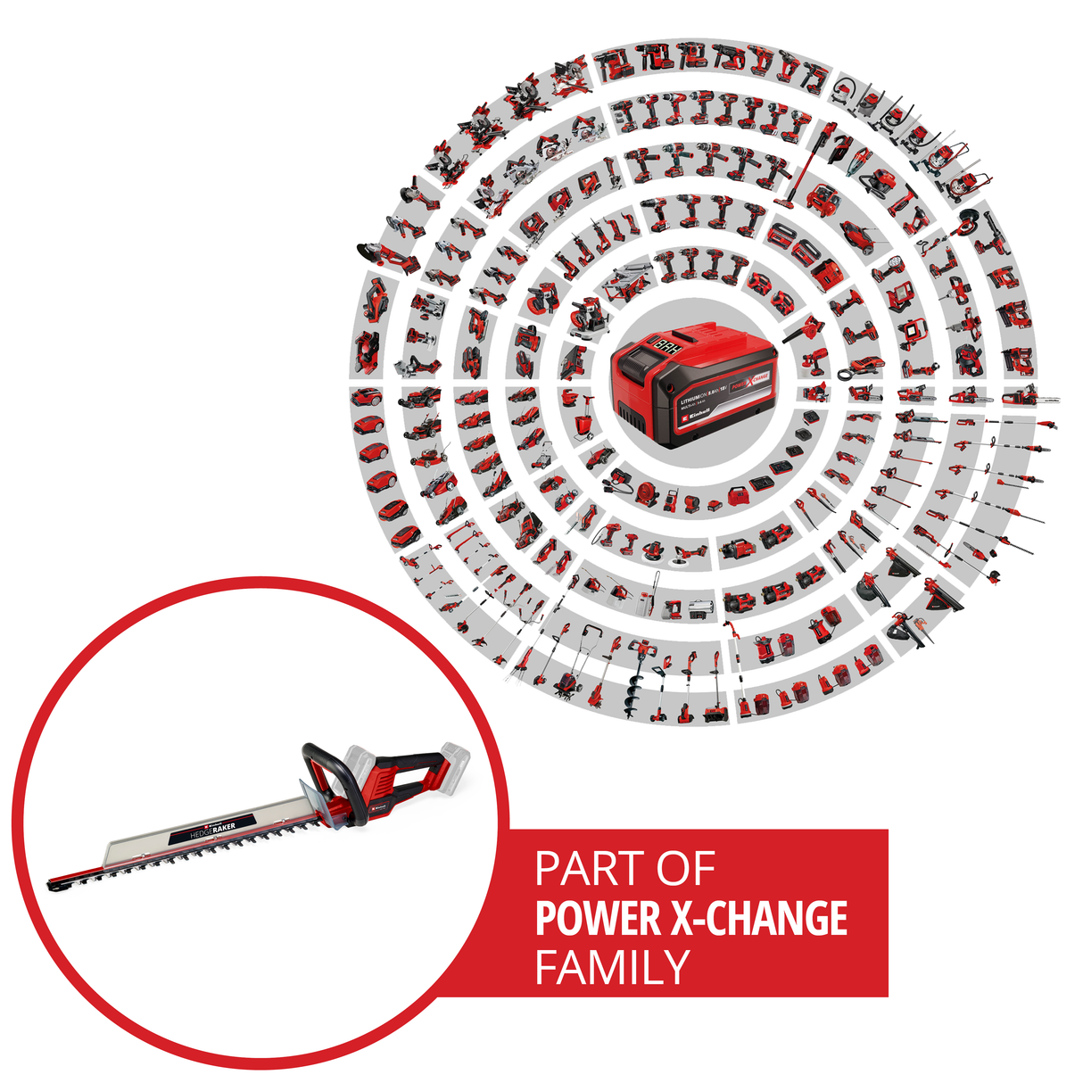 Einhell GE-CH 36/61 Li-Solo Power X-Change akkus sövényvágó (36 V, vágási hossz 61 cm, fogtávolság 26 mm, forgó fogantyú, törmelékgyűjtővel együtt, akkumulátor nélkül)
