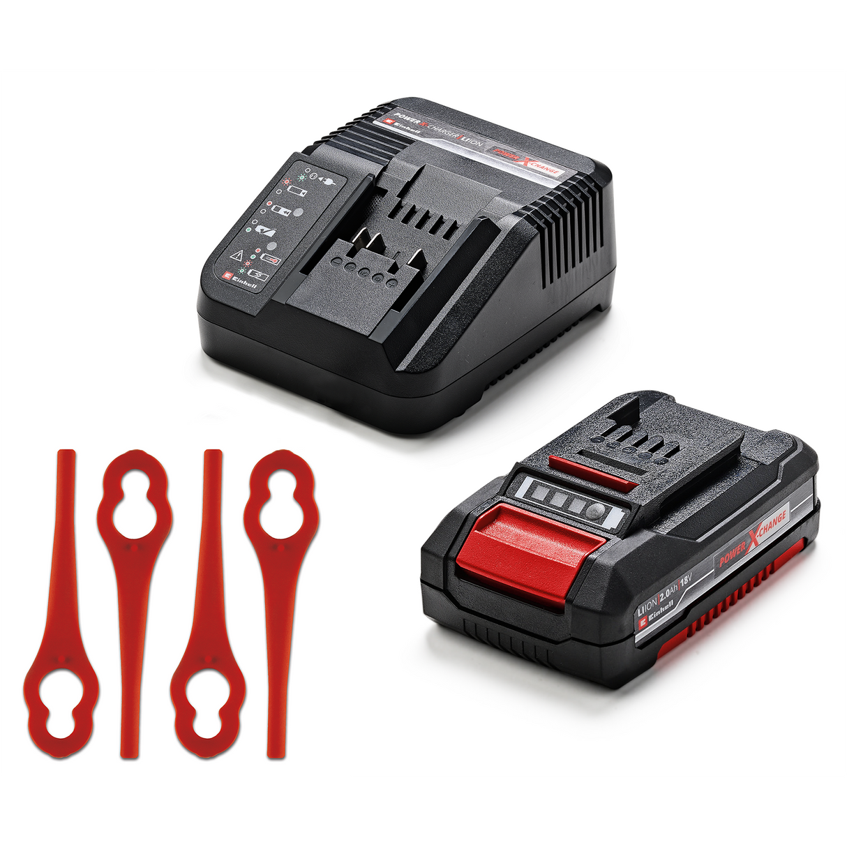 Masina de tuns iarba pe acumulator Einhell GC-CT 18/24 Li Power X-Change (18 V, protectie pentru flori, maner telescopic lung reglabil infinit, 20 de lame din plastic, acumulator de 2,0 Ah si incarcator