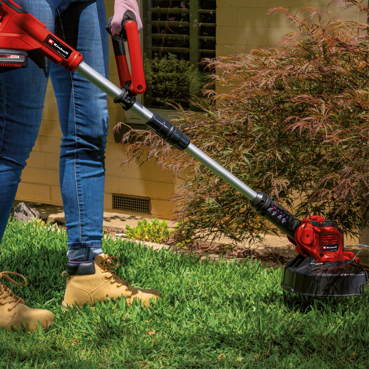 Trimmer de tuns iarba/gazon pe acumulator Einhell GE-CT 18/28 Li TC-Solo Power X-Change (Li-ion, 18 V, incl. carucior de tuns, fir cu latime de taiere de 28 cm, livrare fara acumulator sau incarcator