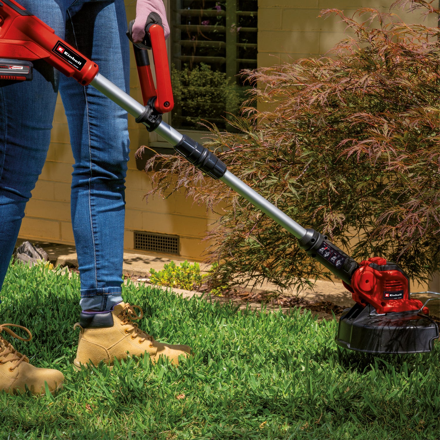 Trimmer de tuns iarba/gazon pe acumulator Einhell GE-CT 18/28 Li TC-Solo Power X-Change (Li-ion, 18 V, incl. carucior de tuns, fir cu latime de taiere de 28 cm, livrare fara acumulator sau incarcator