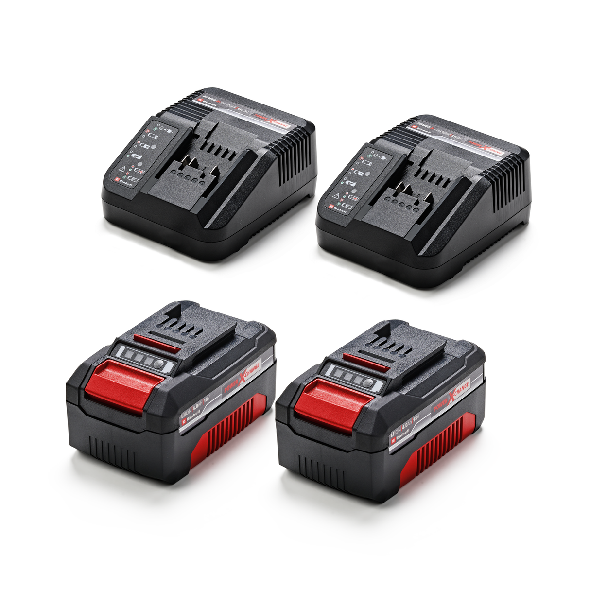 Masina de tuns iarba pe acumulator Einhell GE-CM 43 Li M Kit Power X-Change, 36V, latime de taiere 43 cm, pana la 600 m², fara perii, kit de mulcire, colector de iarba de 63L, inaltime de taiere 25-75 mm, inclusiv 2 baterii de 4,0 Ah + 2 incarcatoare