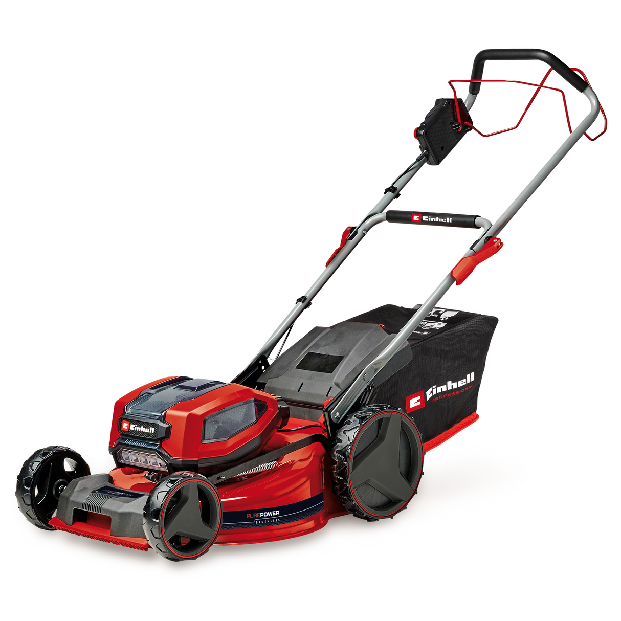 Einhell GP-CM 36/52 S Li BL Kit Power X-Change akkus fűnyíró (36 V, 52 cm vágási szélesség, akár 1200 m², kefe nélküli motor, 65 literes fűgyűjtő, összkerékhajtás, 4x 5.2 Ah akkumulátorral + 2x dupla töltővel)