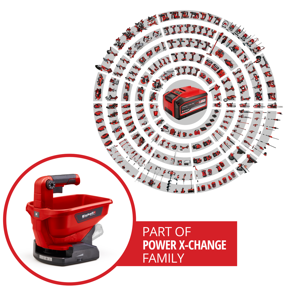 Einhell GE-US 18 Li-Solo Power X-Change gabona-/magszóró (lítium-ion akkumulátor, 3,3 l, 6 sebességfokozat, 8 szórási mennyiség beállítás, akkumulátor és töltő nélkül szállítjuk)