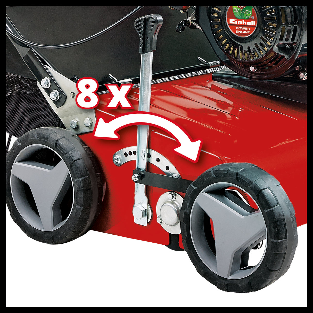 Scarificator pe benzina Einhell GC-SC 4240 P, pana la 1.200 m², 4,2 kW, motor in 4 timpi, unitate de taiere cu rulmenti cu 18 lame din otel, reglare centrala a adancimii de scarificare cu 8 niveluri