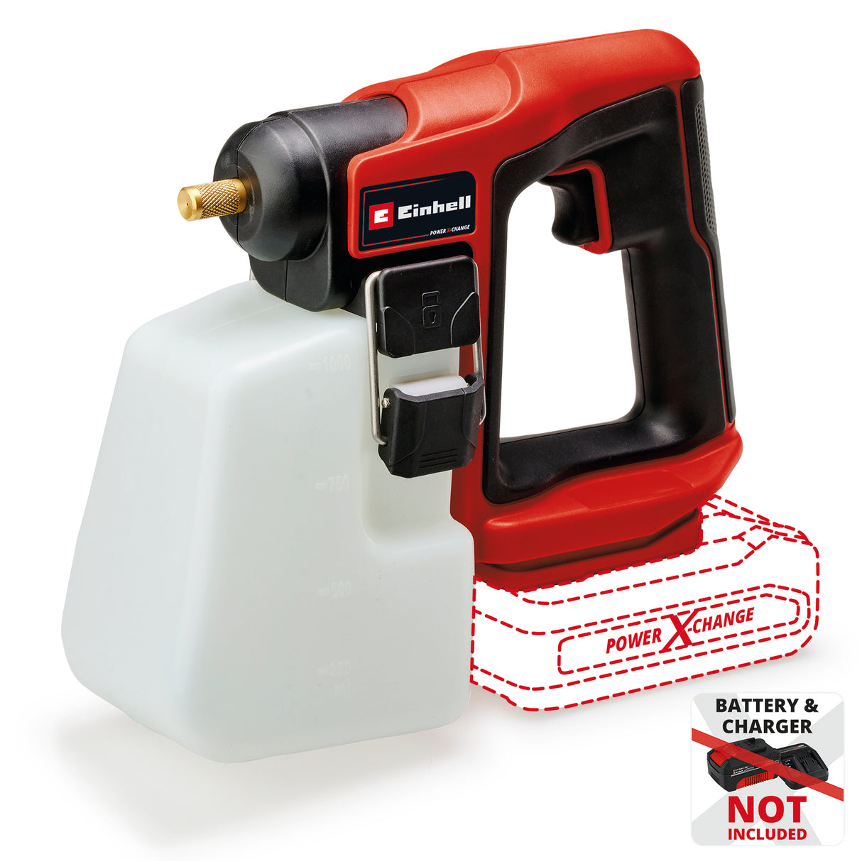 Einhell GE-WS 18/10 Li-Solo Power X-Change akkus elektromos permetező (18 V, automata szivattyú, 1 literes tartály skálával, állítható sárgaréz fúvóka, akkumulátor nélkül)