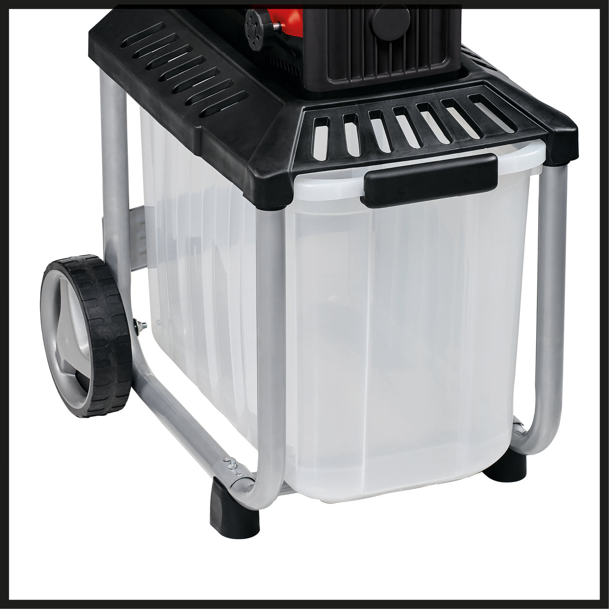 Einhell GC-RS 60 CB csendes elektromos aprító, 2800 W, vágóhenger, nagy tölcsérnyílás, váltókapcsoló, átlátszó gyűjtőtartály, beépített biztonsági kapcsoló