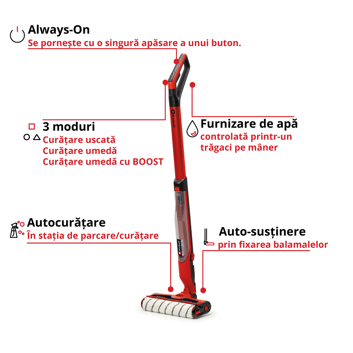 Einhell CLEANEXXO Power X-Change akkus keménypadló-súroló (18 V, kefehenger 290 mm, BOOST üzemmód, öntisztító funkció, állítható vízellátás, akkumulátor nélkül)