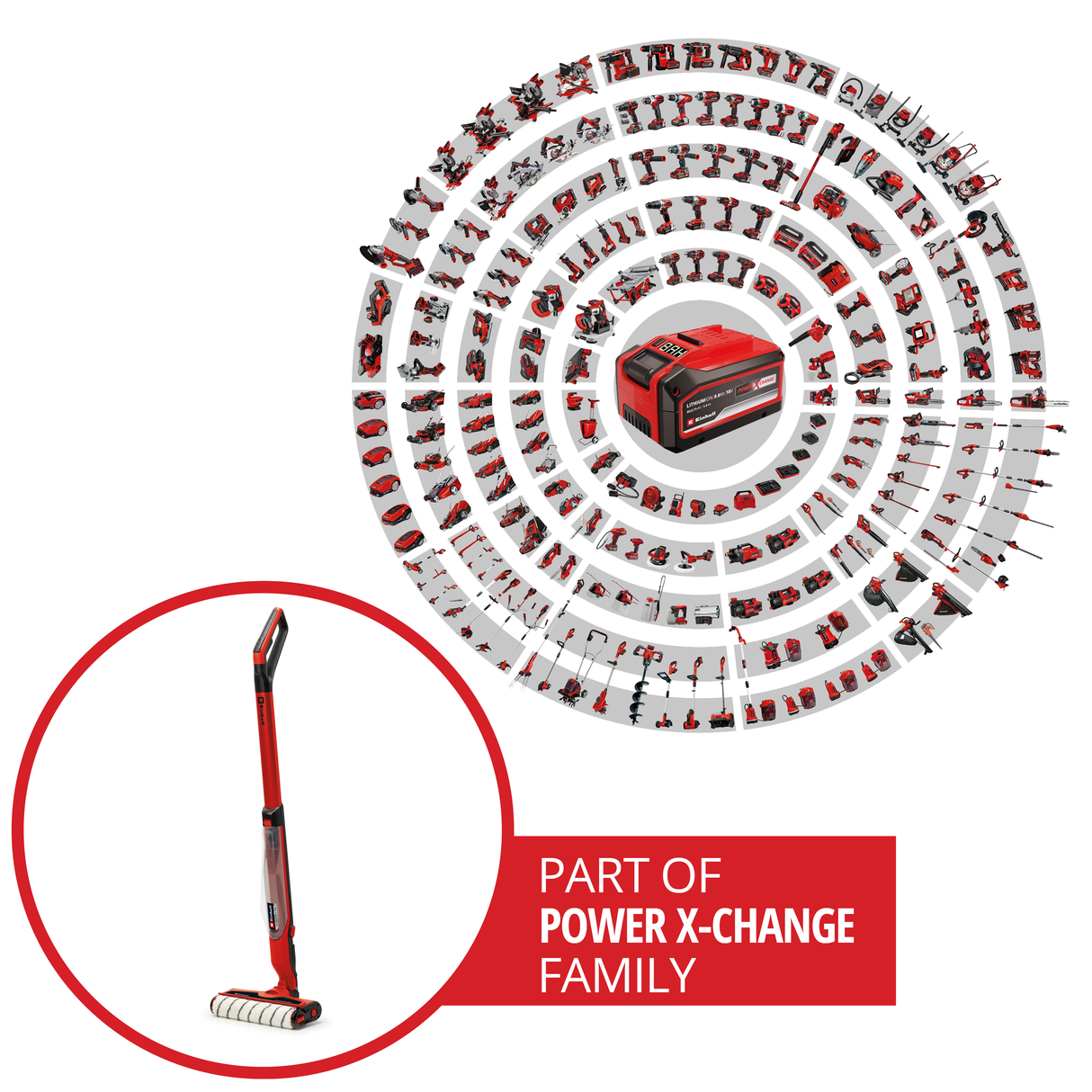 Einhell CLEANEXXO Power X-Change akkus keménypadló-súroló (18 V, kefehenger 290 mm, BOOST üzemmód, öntisztító funkció, állítható vízellátás, akkumulátor nélkül)