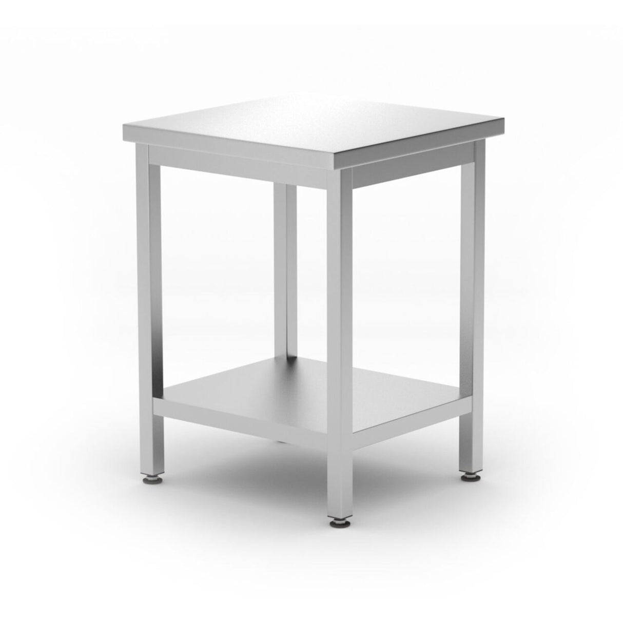 Masa centrala cu raft Budget Line - infiletat, adancime 600 mm, HENDI, Budget Line, 600x600x(H)850mm