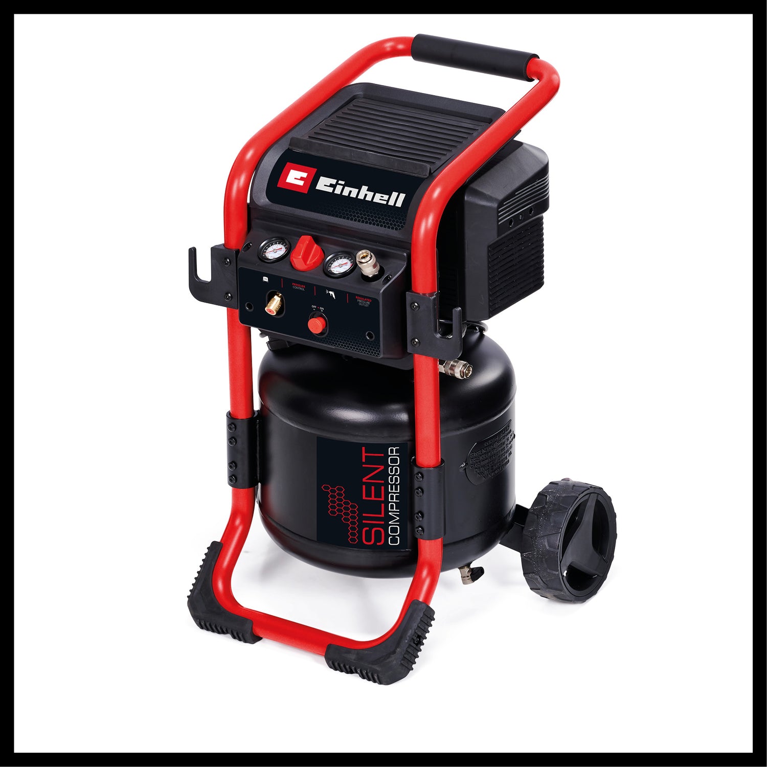 Compresor Einhell TE-AC 240/24 Silent, 1.500 W, max. 10 bar, rezervor de 24 l, fara ulei, capacitate de aspirare 240 l/m, compresor silentios de 70 dB, 2 manometre, reductor de presiune