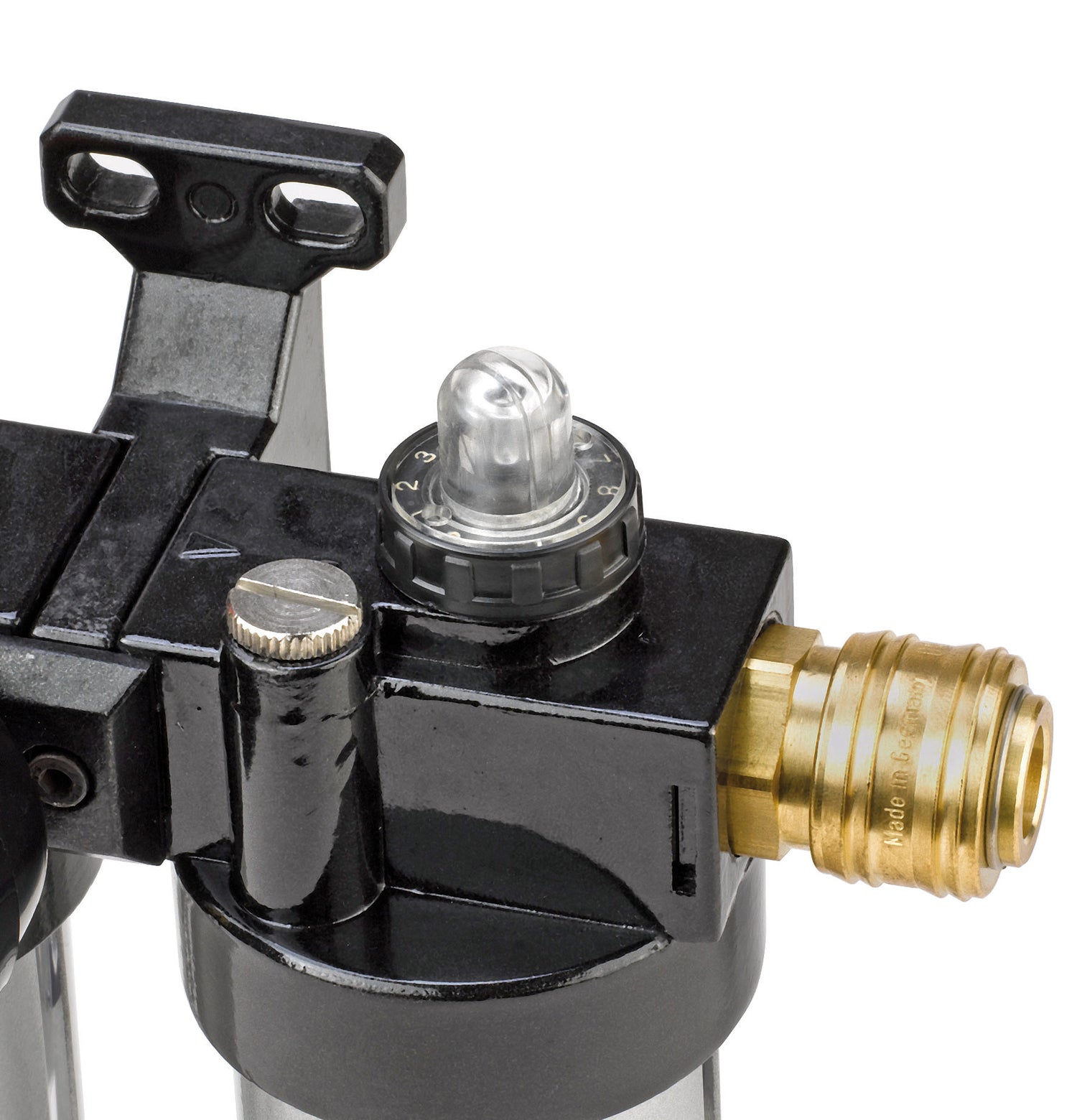 Unitate de intretinere combinata originala Einhell cu lubrifiant (accesorii compresor, racord R 3/8", manometru integrat pentru presiunea de functionare, presiune de intrare max. 10 bar)