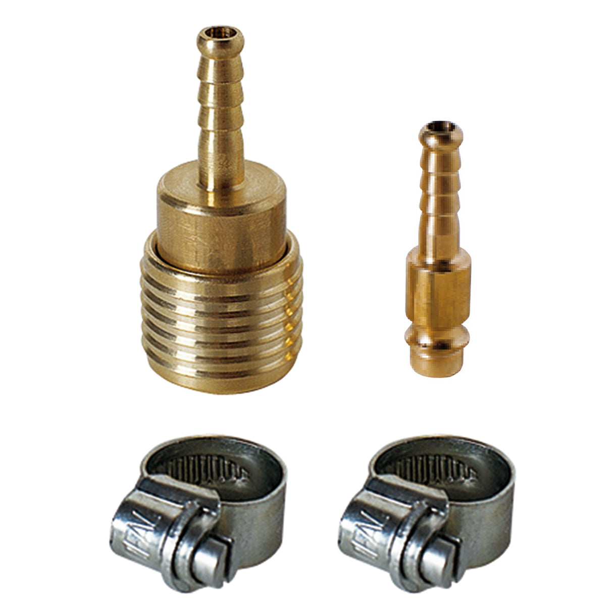 Set original de racorduri pentru furtun Einhell (accesorii pentru compresor, set din 4 piese, inclusiv 1x cuplaj rapid cu o mana cu mufa de 6 mm, 2x cleme pentru furtun)